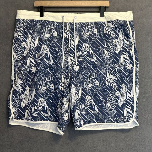 Johnnie-O Board Tiwi Board Short Swim Trunks Mens 2XL XXL Blue Floral Lined - Picture 3 of 15